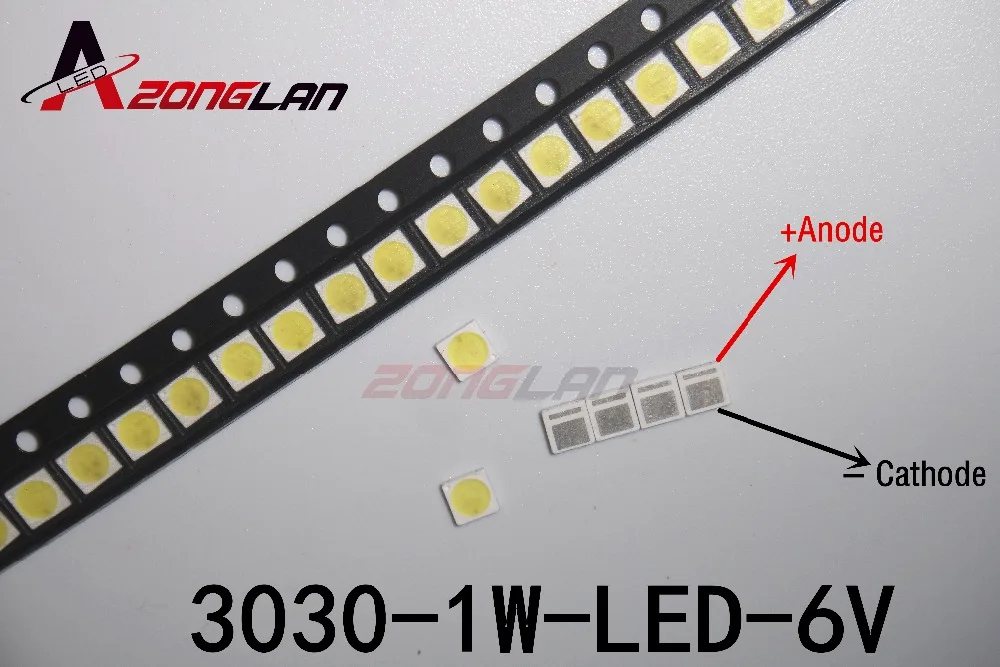 LED 1000pcs/PARTIJA, Apgaismojums High Power LED 1.8 W 3030 6V balts 150-187LM PT30W45 V1 TV Piemērošanu
