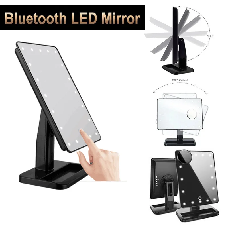 LED dekoratīvās Kosmētikas Spoguļi 20 Iedomība Gaismas Bluetooth Skaļruni, Teicam Countertop Touch Ekrāns, Kosmētikas 10x Lupa Nelielu Spoguli Skaistums