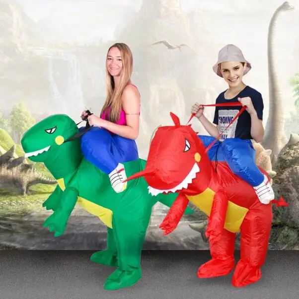 Lielie Bērni Ventilators Pūķis T-Rex Dino Rider Karnevāls Purima Halloween, Ziemassvētku Kostīmi Piepūšamās Dinozaura Kostīms