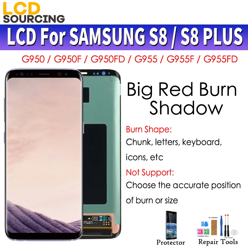 Liels Apdegums-Ēnu LCD Displejs Priekš Samsung S8 G950 G950F G950FD S8 Plus G955 G955F Displejs, Touch Screen Digitizer Montāža Aizstāt