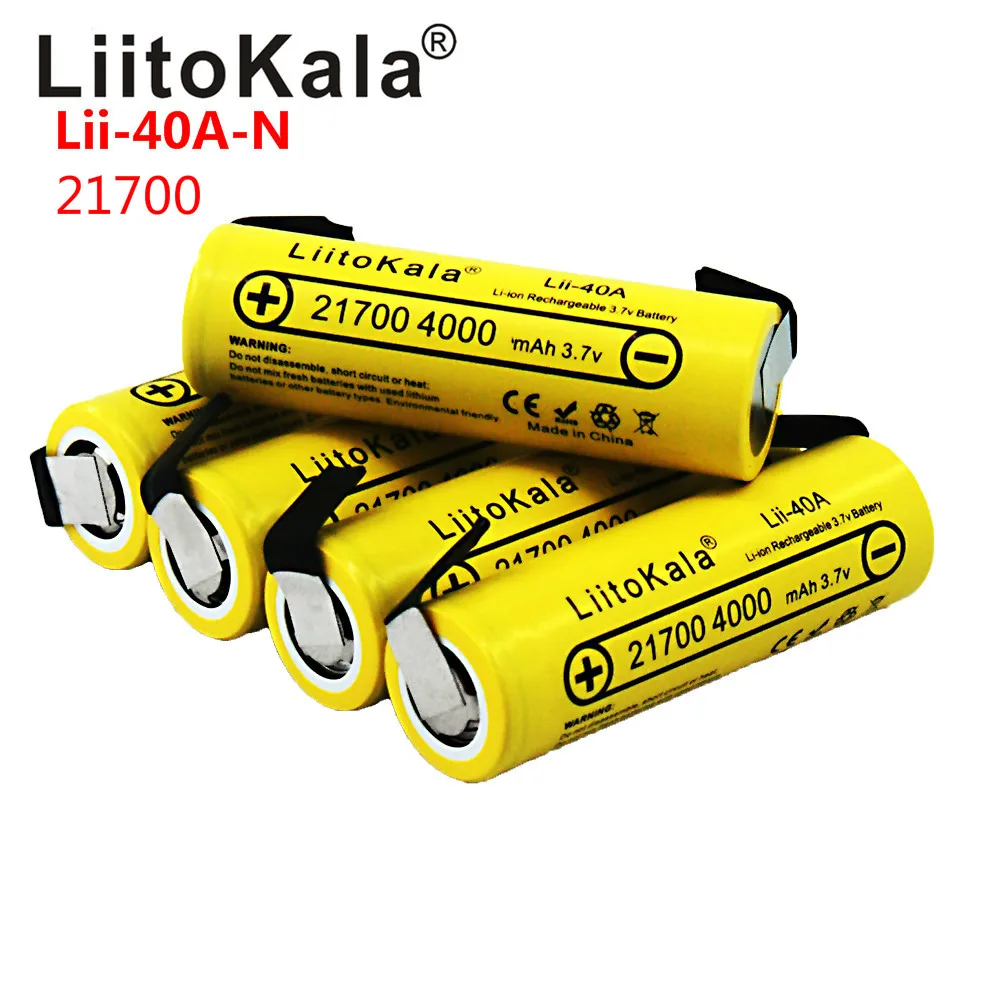 LiitoKala Lii-40A 21700 4000mAh Li-Ni Akumulators 3,7 V 40A Augstas izlādes Mod / Komplekts 3,7 V 15A strāvas +DIY Nicke