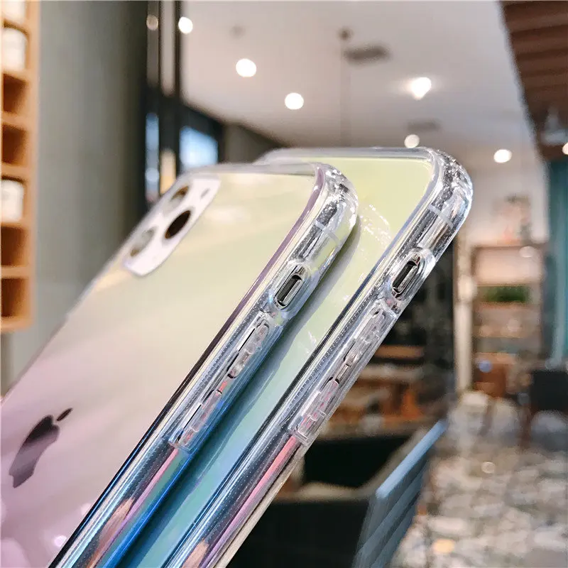 Lāzera Slīpums Krāsains Lietā par Iphone 12 11 Mini Pro XS Max Silikona Vāciņu priekš Iphone X XR 8 7 Plus 8Plus SE 2020. gadam Coque