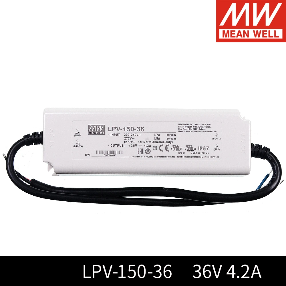 Meanwell LPV-150 150W IP67 waterproof Barošanas LPV-150-24 LPV-150-12 12V 15V 24V 36V 48V DC Displejs LED gaismas sloksne Monitors