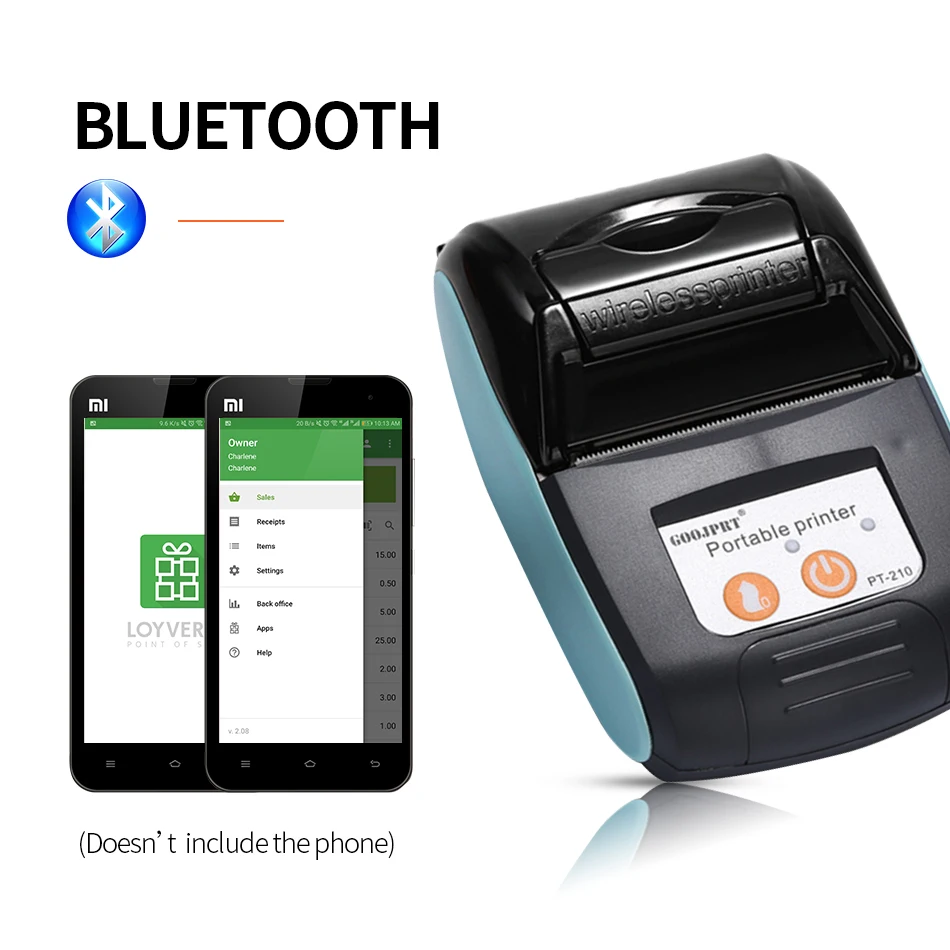 Mini Bluetooth termoprinteri Mini Bezvadu Mini Noderīgu Printeri Saņemšanas, Bezmaksas Loyverse POS app par Android Tālrunis printeri