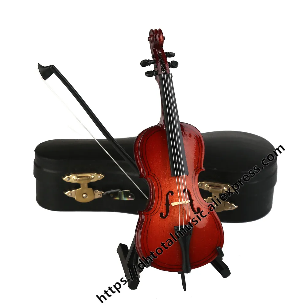 Mini Čellam Modelis ar Statīvu un Gadījumā, Miniatūras Čellu Mūzikas Instrumentu Imitācija Rotājumi Ziemassvētku Dāvanu, Mājas Apdare Dāvanu