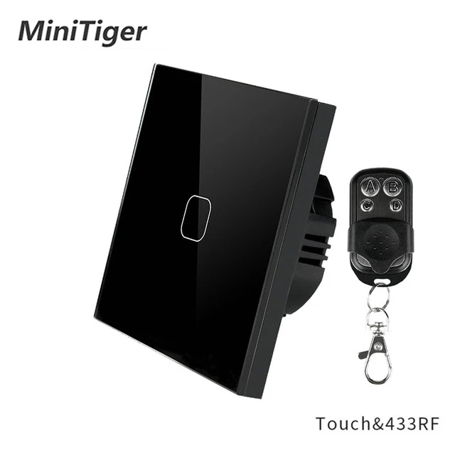 Minitiger ES/UK Standarta 1/2/3 Banda 1 Veids RF433 Tālvadības pulti, Sienas Touch Switch,Smart Mājas Bezvadu Tālvadības Gaismas Slēdzi