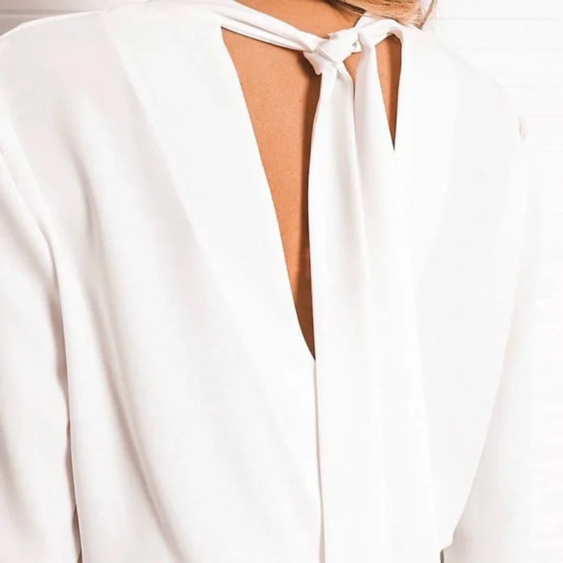 Modes Pulovers Blūze Sievietēm Gadījuma Pārsējs Apkakles Izlīdzināšanu Piedurknēm Elestic Vidukļa Sexy Backless Krekls Elegants Cieta Sieviešu Topi