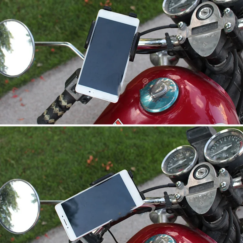Motociklu USB Barošanas Lādētājs mobilā Telefona Stiprinājums GPS Turētājs Universāls Ūdensizturīgs Motocycle Tālruņa Turētājs Ar Maksas