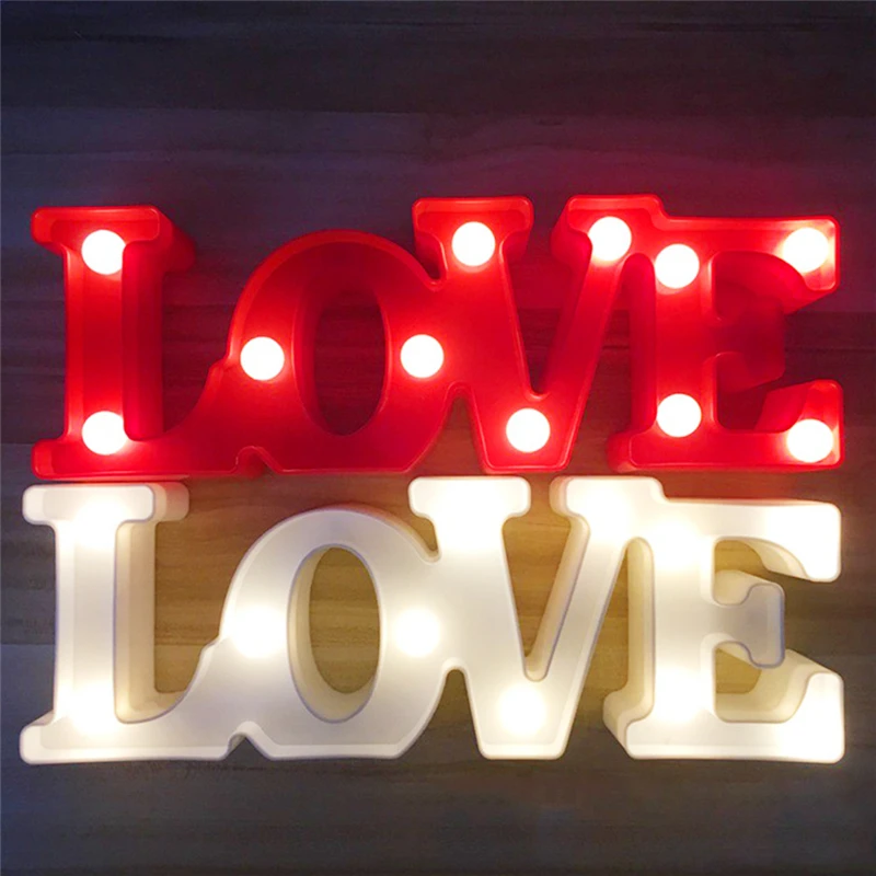 Mājas Dekori 3D LED Nakts Gaisma MĪLESTĪBAS Vēstuli Plastmasas Lampas Gaismas Kronis Zīme LED Light Party Kāzu Dekori Valentīna Diena Dāvanu
