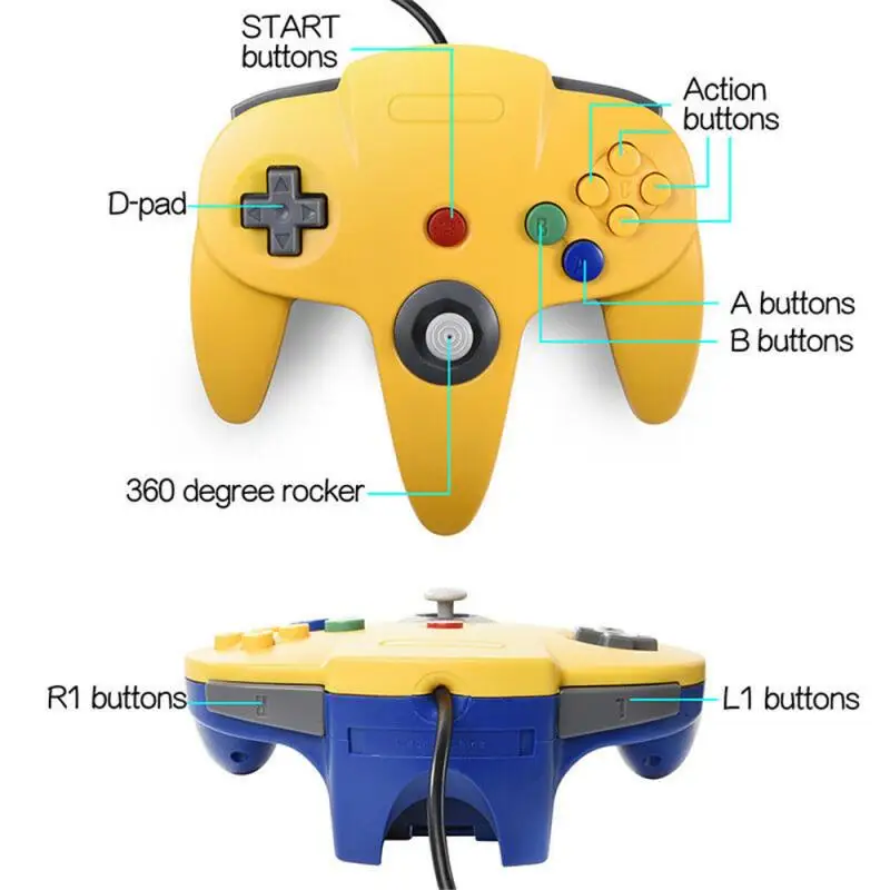 N64 Vadu Gamepad Kontrolieris Kursorsviru Classic Oriģinālu Konsoles Nintendo 64 Spēles, Multi Virziena Spilventiņu Mario Kart