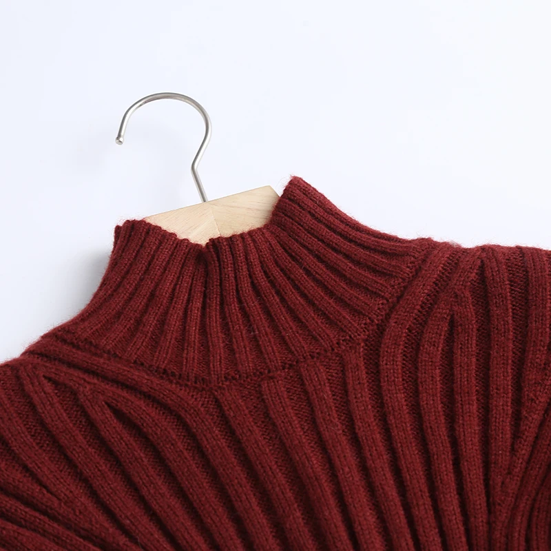 Nokalta, Ziemas Jakas Sievietēm Anglijas Stila Office Modes Dāma Vienkārši Bordo Ribu Pull Femme Džemperi Sievietēm, Topi Džemperi