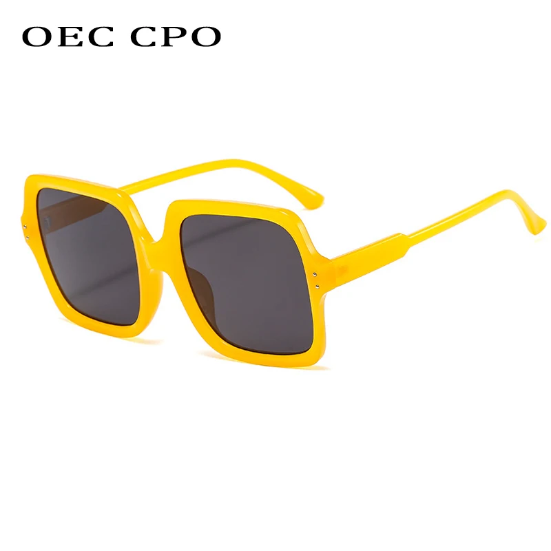 OEC CPO Sieviešu Vintage Lielizmēra Kvadrātveida Saulesbrilles Dāma Liels Rāmis Melnās Saules Brilles Sieviešu Modes Unisex Brilles UV400 O619