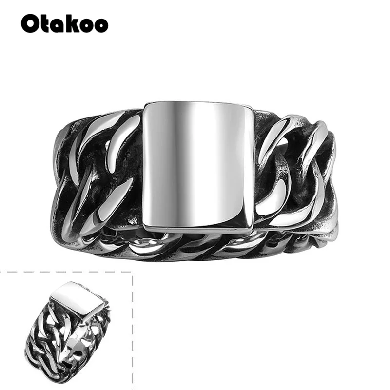 Otakoo titāna tērauda Gothic ķēdes gredzenu personību retro gredzenu vīriešiem nerūsējošā tērauda gredzens rotaslietas