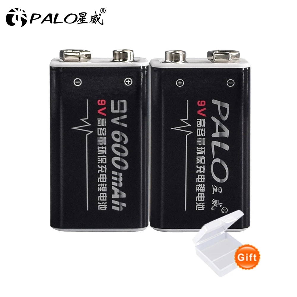 PALO 9V Akumulators 600mAh Li-ion 9V baterija 6F22 litija akumulators batteria augstas ietilpības ģitāras rotaļlietas