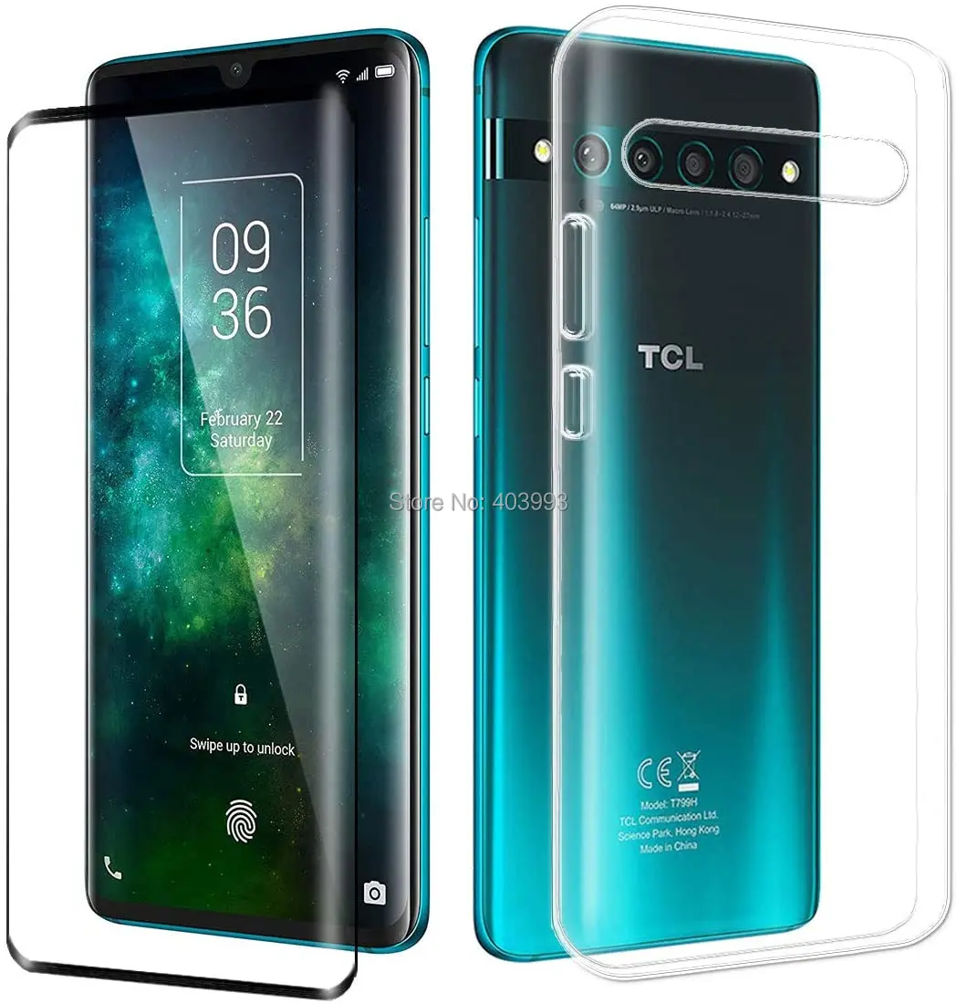 Par TCL 10 Soft Pro Gadījumā TCL 10 Pro Rūdīts stikls Luksusa Mīksto TPU Telefonu Gadījumā Ar Rūdīta stikla TCL 10 Pro