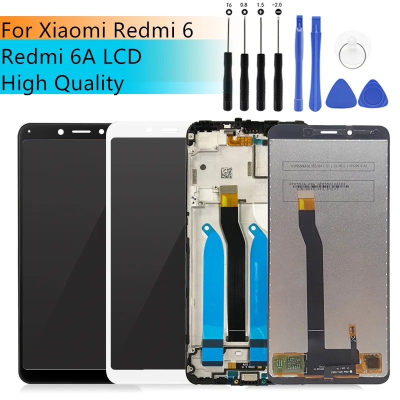 Par Xiaomi Redmi 6A LCD Displejs, Touch Screen digitizer montāža ar Rāmi Redmi 6 lcd Displejs, rezerves Daļas, Remonts