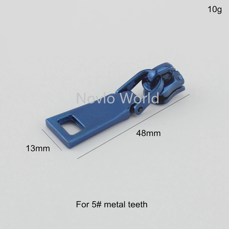 Personalizētu zilā krāsā 5# metāla zobiem vadītājs apģērba rāvējslēdzēju airētājs pats par sevi zip slīdni, metāla maku spilvenu šūšana