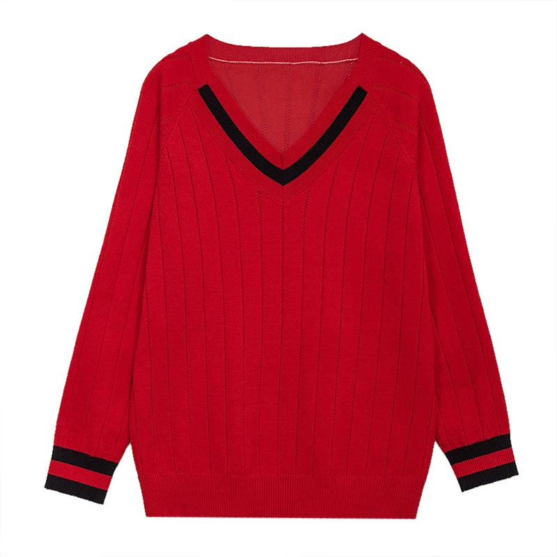 Plus Lieluma Pareizrakstības Krāsas Džemperis Adīt Džemperi Sievietēm 2020 Rudens Ziemas Modes korejas V-veida kakla Mīksts Trikotāžas Džemperi Lielajam Topi