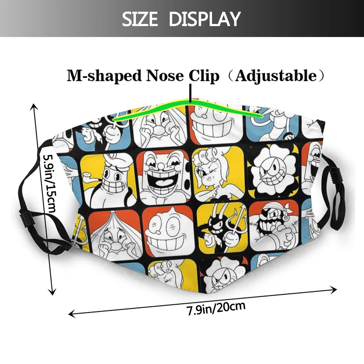 Priekšniekiem Mazgājams Maska Cuphead Animācijas Rakstzīmes Mugman Spēle Atkārtoti Sejas Maskas Ar Filtriem Anti Dūmaka Maska