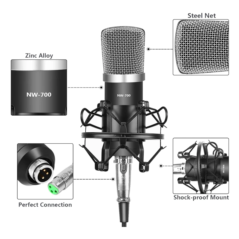Profesionālā Studijā Apraides & Ierakstīšanas Kondensatora Mikrofons BM-700 Kondensatora Mikrofons
