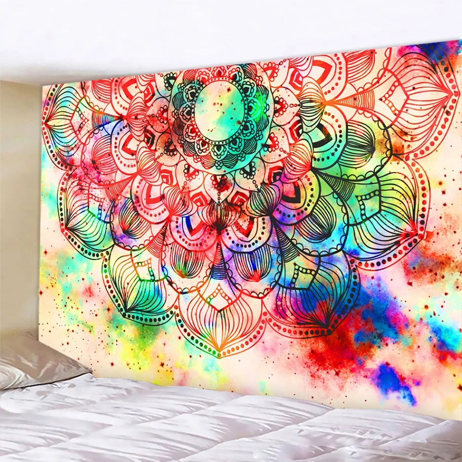 Psychedelic skatuves, mājās, dekoratīvās mākslas gobelēns jogas paklājiņš Hipiju maģija Bohēmijas dekoratīvās Mandala lapa dīvāna segu