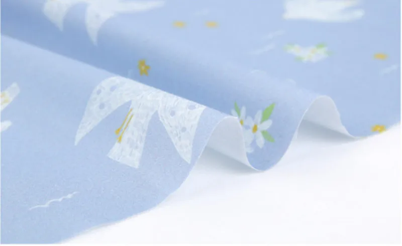 Puse pagalmā importa vienkārša kokvilnas auduma zilu dibenu ar putnu ziedu drukāt, DIY quilting soma apģērba auduma kleita A948