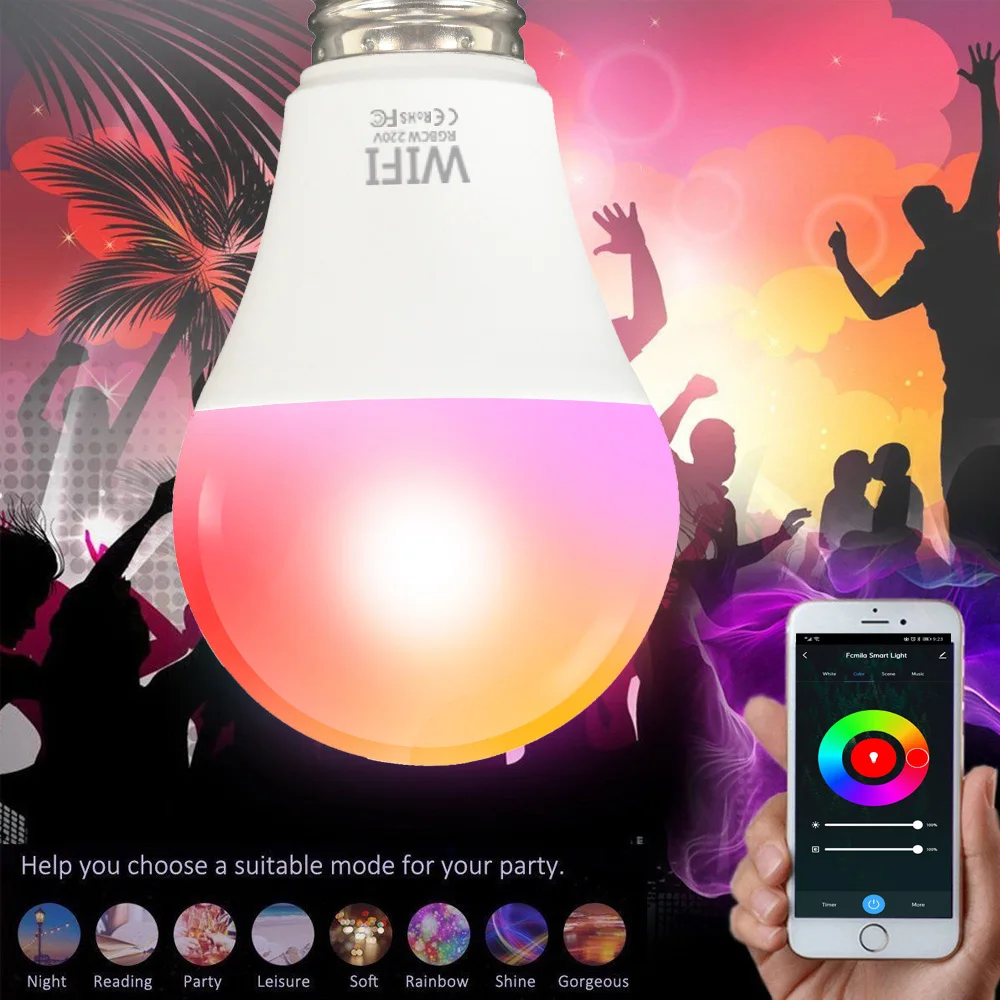 Regulējamas 15W E27 B22 WiFi Smart Gaismas LED RGB Lampas TUYA App ar Alexa, Google Palīgs Kontroles Pamosties Smart Lampas Nakts Gaisma