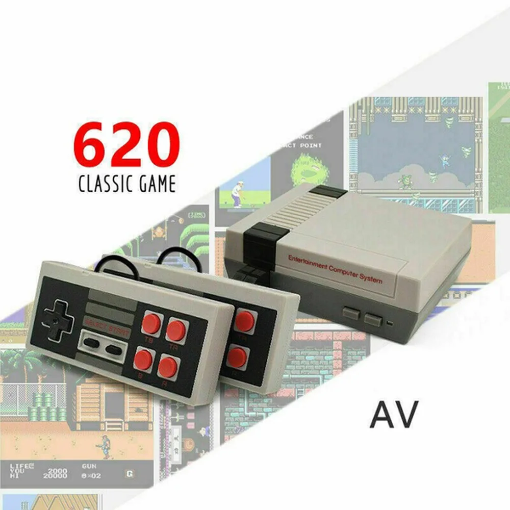 Retro Spēļu Konsoli, Classic Mini Video Spēļu Konsoles ar 620 Spēles Uzcelta 2 Kontrolieri NES Stils (AV Izeja)