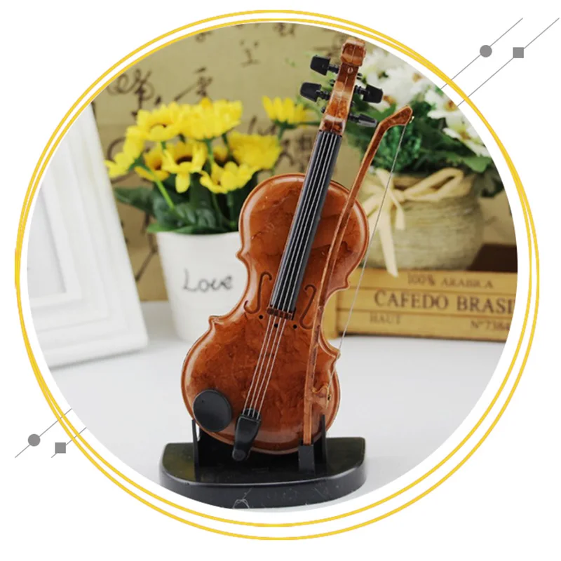 Roku Zīmētas Vijole Music Box Rotājumi Cute Mini Mūzikas Kaste Dzimšanas Dienas Dāvanu Vijole Miniatūras Amatu Mājas Apdare
