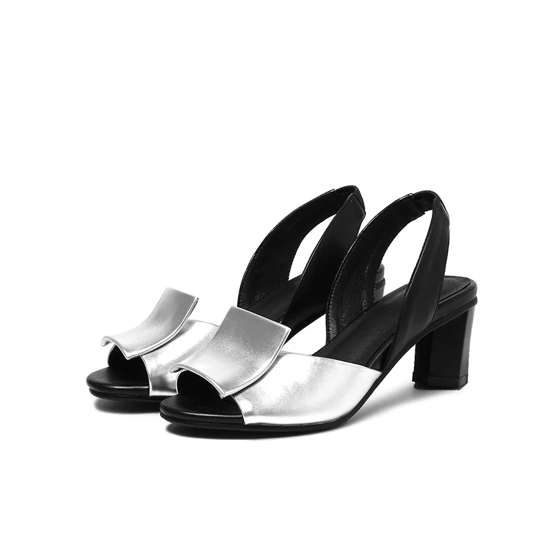Rxemzg plus lieluma 32-43 stilīgu sieviešu sandales jauktu krāsu peep toe bieza papēži slingback modes atpakaļ siksna vasaras kurpes sieviete