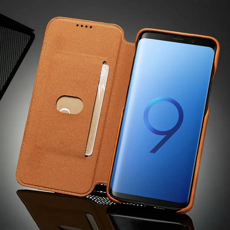 S9 Ādas Gadījumā Samsung Galaxy S9 Plus uz Lietu HG Tālrunis Aizsargs Hoesje Coque Samsung S9 Gadījumā Magnētisko Fundas
