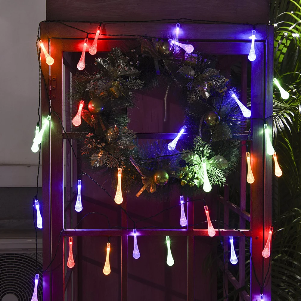 Saules Lampām Ūdens Pilienu Tipa Ūdensnecaurlaidīgs 6m String gaismas Ziemassvētku āra pasaku Gaismas Uz Kāzu Puse, dārza Decortion