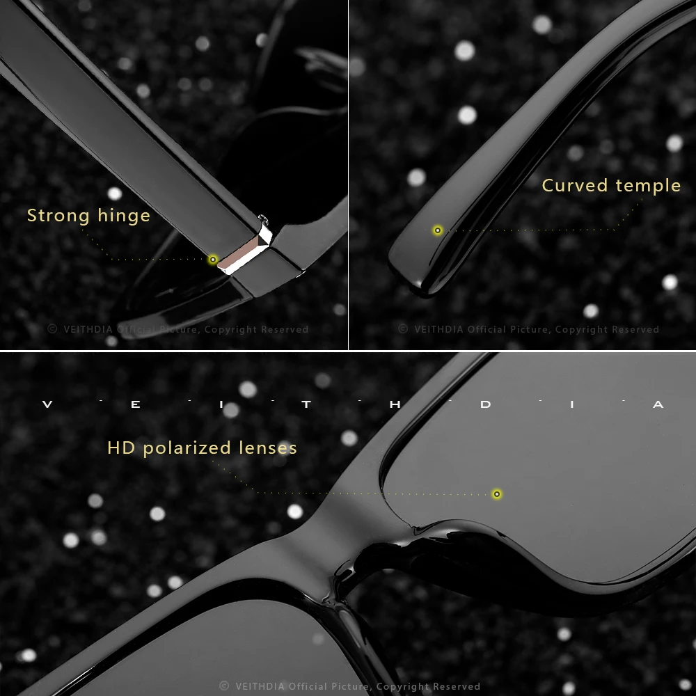 SAULESBRILLES VEITHDIA Modes Unisex Saulesbrilles Photochromic Polarizētās Saulesbrilles, Vīriešu Klasisko Kvadrātveida Dizains Visi-Fit Spoguļi Saules Gla