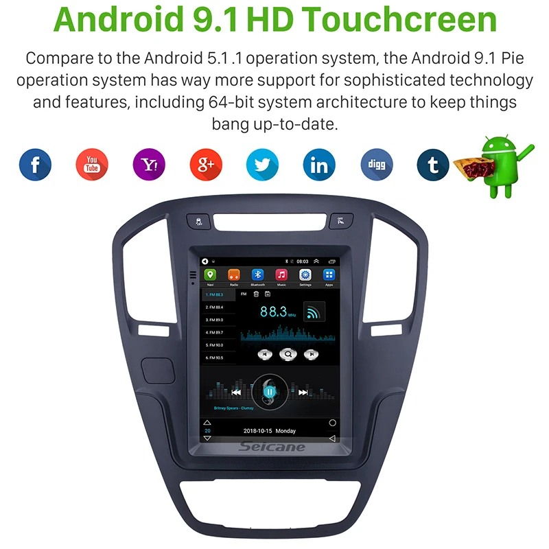 Seicane 9.7 collu Android 9.1 Auto Stereo, wifi, GPS Headunit Spēlētājs 2Din 2013. gada Buick Regal atbalsta OBD2 Atpakaļskata Kamera 4G Neto