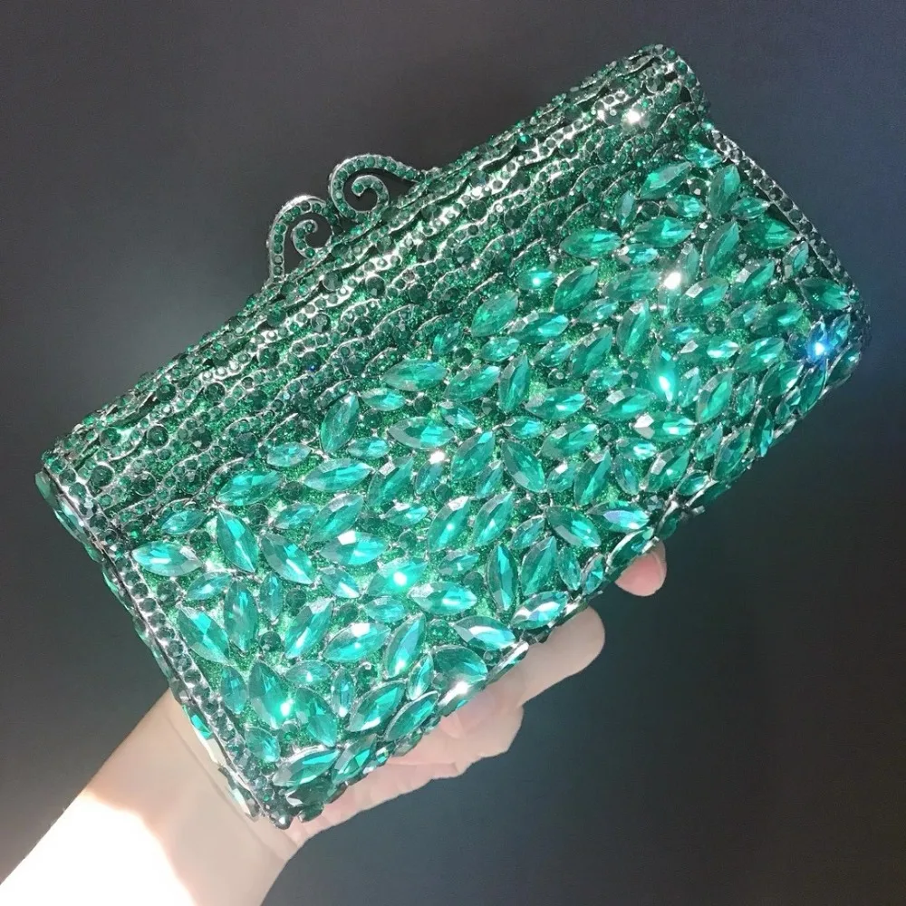 Sieviešu green Crystal diamond Minaudiere Sajūgs soma somā Vakara Soma Kāzu svinības, Kāzu sajūgi somas Somas Maki seifs