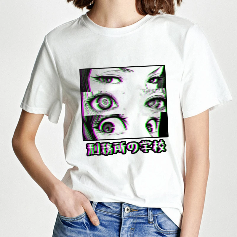 Sieviešu Vasaras Topi Japāņu Sodu Skolas Acis Gadījuma T-krekls Harajuku Tumši Anime Drukāt Modes Zaudēt Estētisko Sieviešu T-krekls