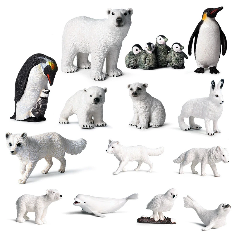 Simulācijas Arktikas Savvaļas Dzīvnieku Kopumu leduslācis Pingvīnu Mazulis Zoo Modeļa Attēlu Kolekcija Izziņas Izglītības Rotaļlieta Bērniem, Dāvanu