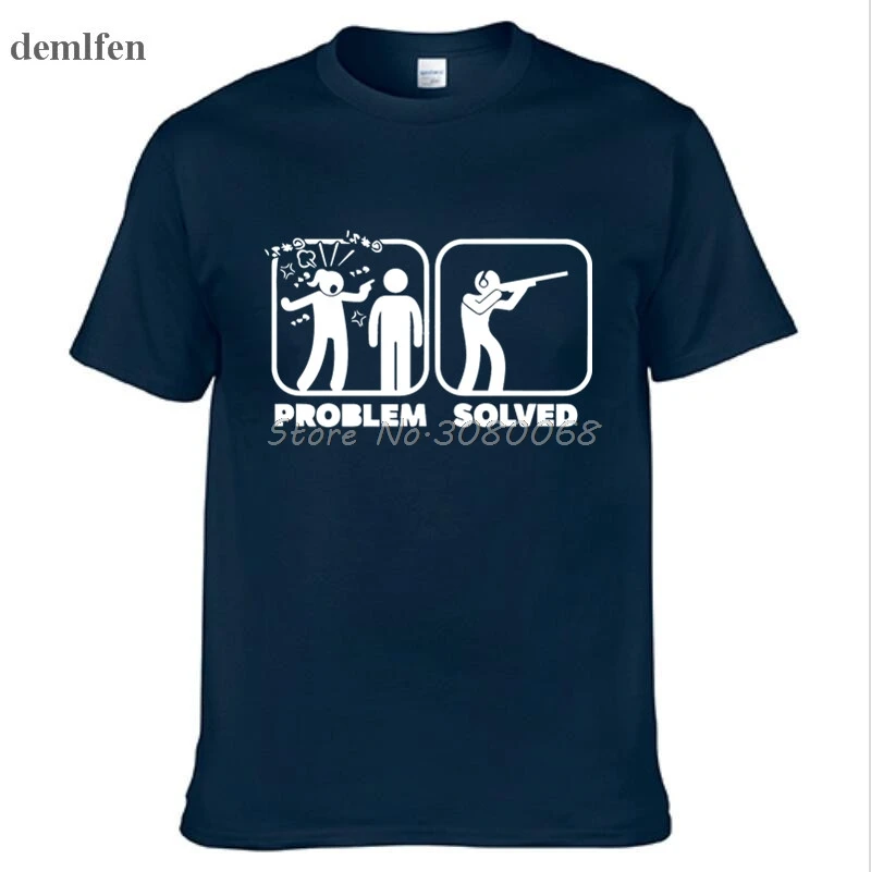 Smieklīgi Problēma Atrisināta Medības T-krekls Vīriešiem ar Īsām Piedurknēm O-veida kakla Kokvilnas Tshirts Vasaras Modes Stila Topi, t-veida
