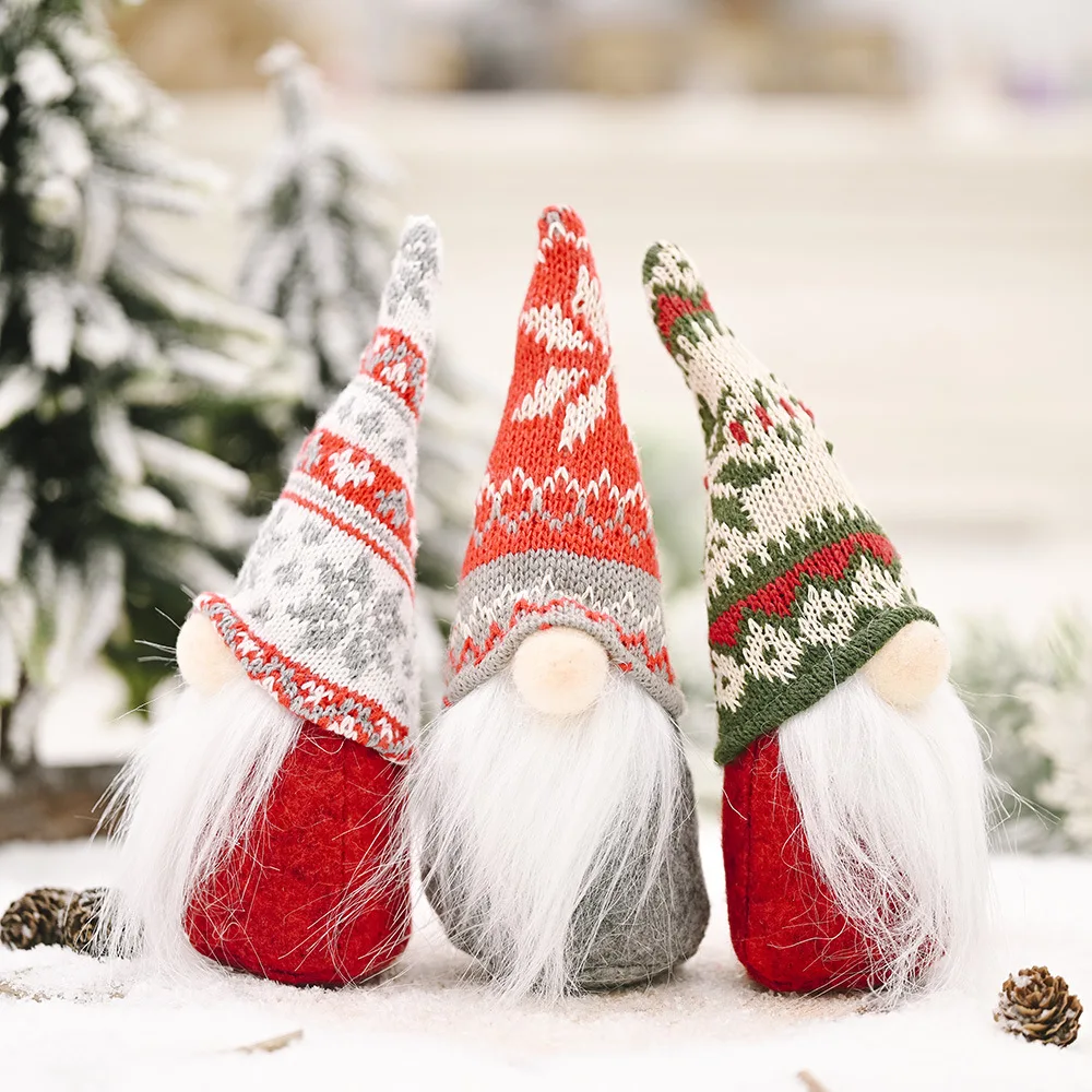 Sniegpārslas adīta cepure meža Santa Lelli Rūdolfs Sejas Lelle Rotājumi Ziemassvētku Kulons Ir 2021. Priecīgus Ziemassvētku Dekori Mājas