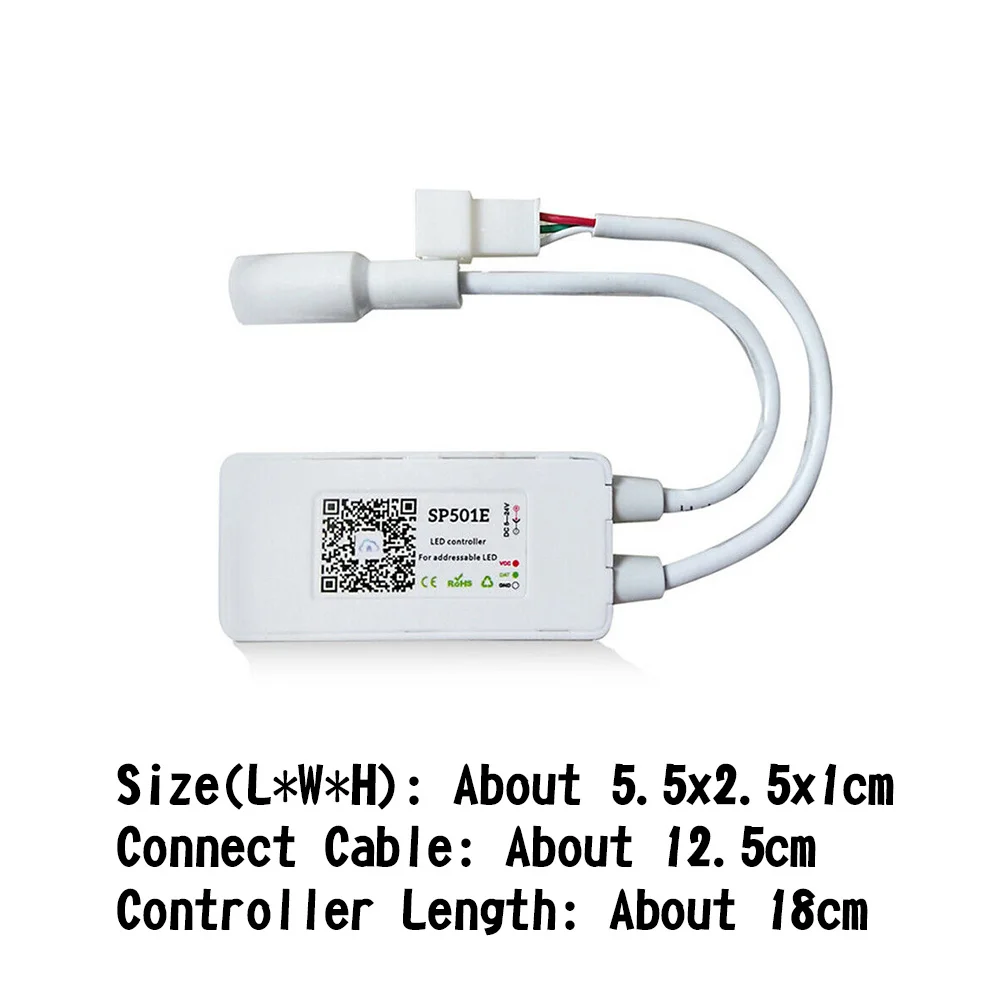 SP501E Regulējams Pieejama APP Kontroles Balss 900 Pixles WS2812B Tālrunis WIFI Smart LED Sloksnes SPI RGB Kontrolieris DC5-24V