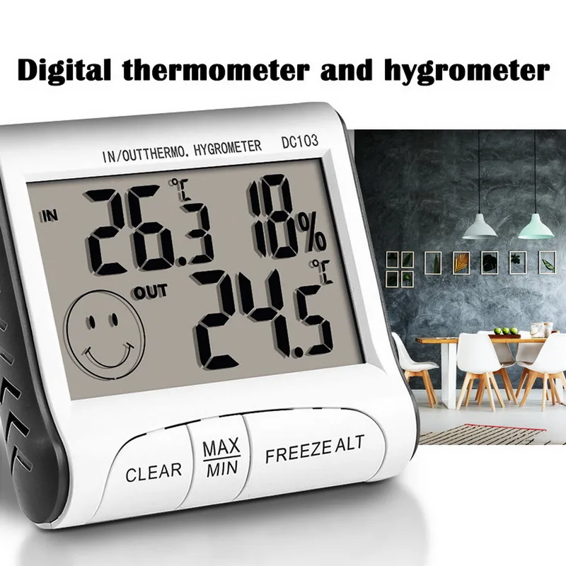 Spēcīgu Magnētu Digitālo Mitrums Displejs Termometru, Higrometru, Iekštelpu Āra Temperatūra Mitrums Monitors Ar Zondi