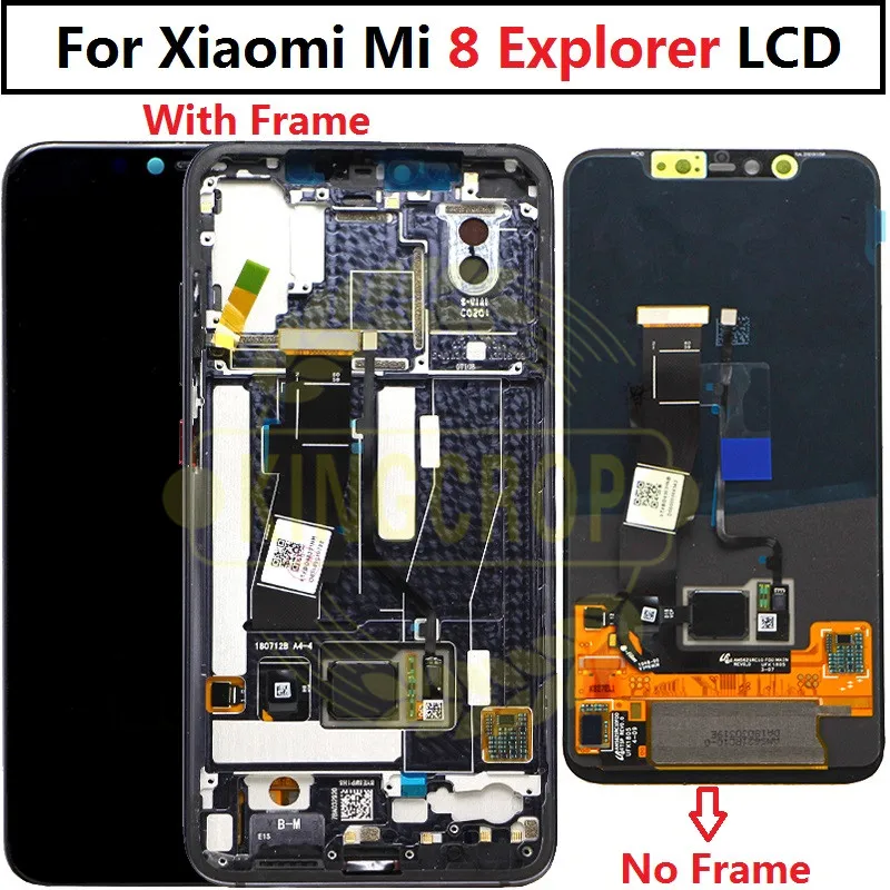 Super Amoled LCD Xiaomi Mi8 Explorer LCD Displejs Digitizer Touch Ekrāns ar rāmi Xiaomi mi 8 pro LCD mi8Explorer