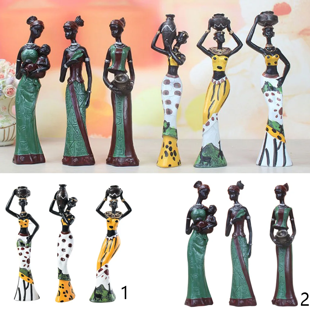 Sveķu Galda Āfrikas Attēls Skulptūru Spilgtu Krāsu Krāsoti Centrālais, Mājas Dekoratīvajiem