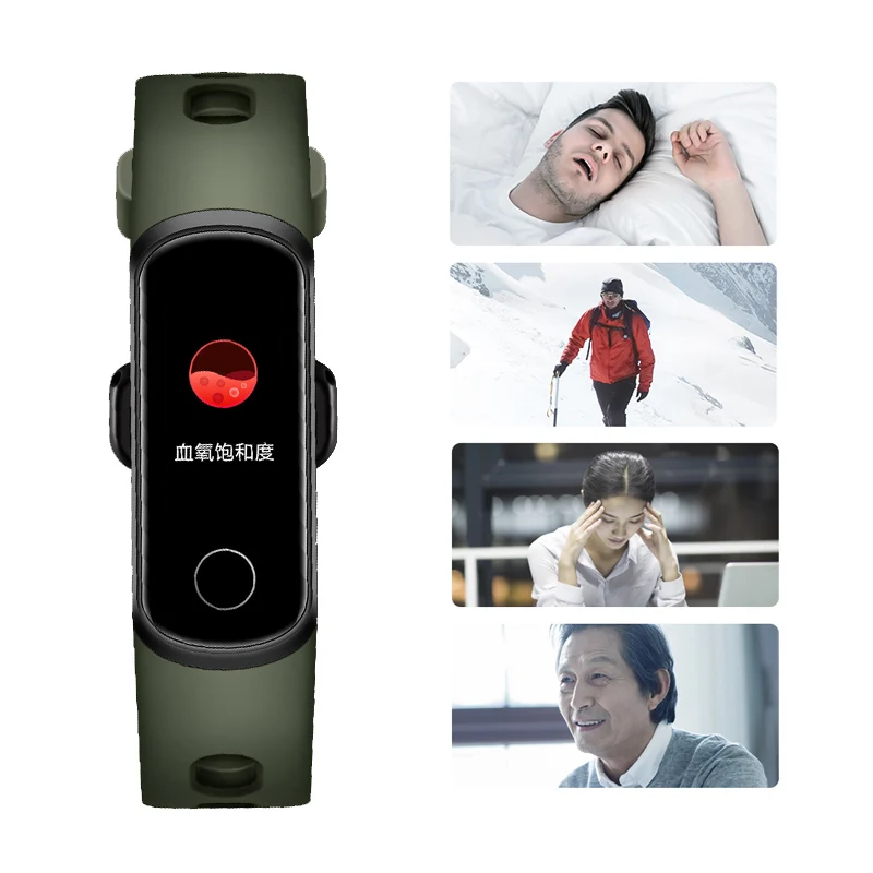 Sākotnējā Huawei Honor Band 5i Smart Aproce AMOLED Huawe godu smart skatīties miega peldēšanas sports tracker SpO2 Asins Skābekļa