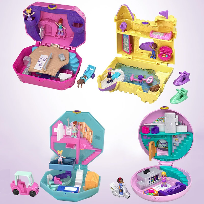 Sākotnējā Mattel Polly Pocket Lelle Slēptās Pasaule Mini Skatuves Meitenes Mājām Rotaļlietas Bērniem Sirēna Bērnu Rotaļu Ligzdošanas Atdzimis Lelles