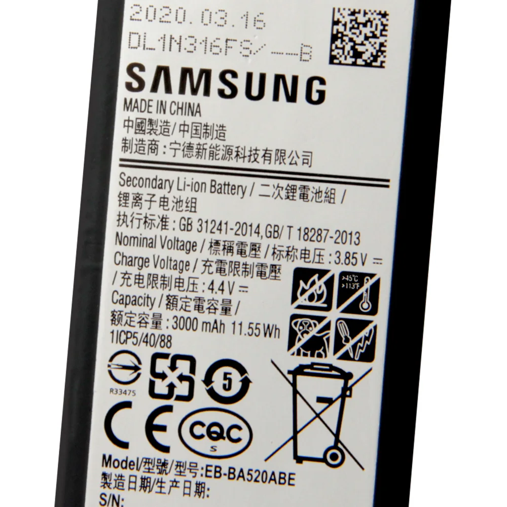 Sākotnējā Replacment Akumulatora EB-BA520ABE Samsung Galaxy A5 Līdz 2017. Versija A520 A520S A520F SM-A520F oriģinālo Akumulatoru 3000mAh