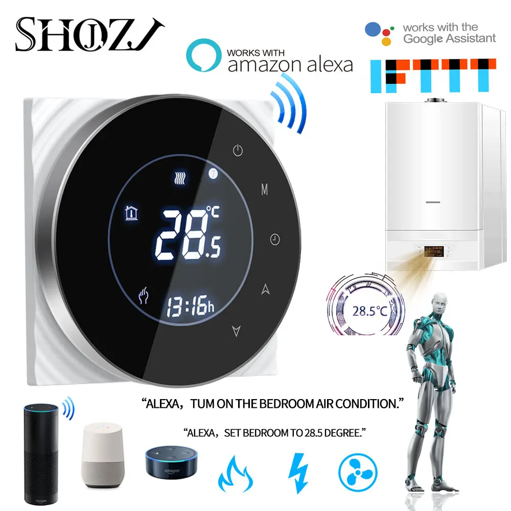 TUYA Alexa, Google Home/Ūdens / Gāzes Katla Termostats, Apgaismojums WIFI Nedēļas Programmableroom temperatūras kontrolieris