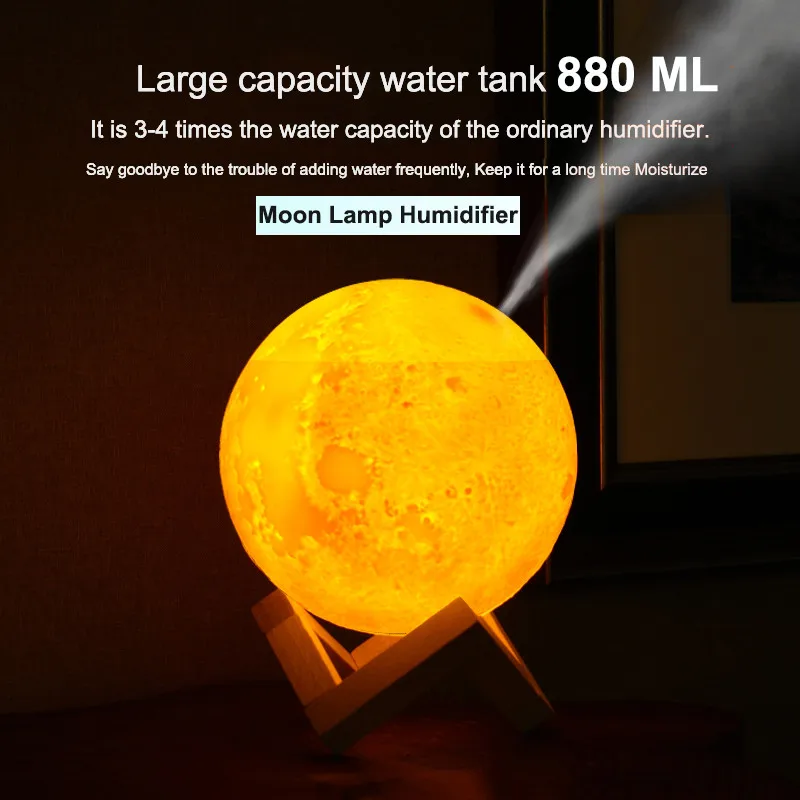 Ultraskaņas gaisa mitrinātāju, Gaisa 880ml USB gaisa mitrinātāju, 3D Mēness LED Nakts Lampa Atdzesē Miglas Gaisa Attīrītājs Mājas Auto увлажнитель воздуха