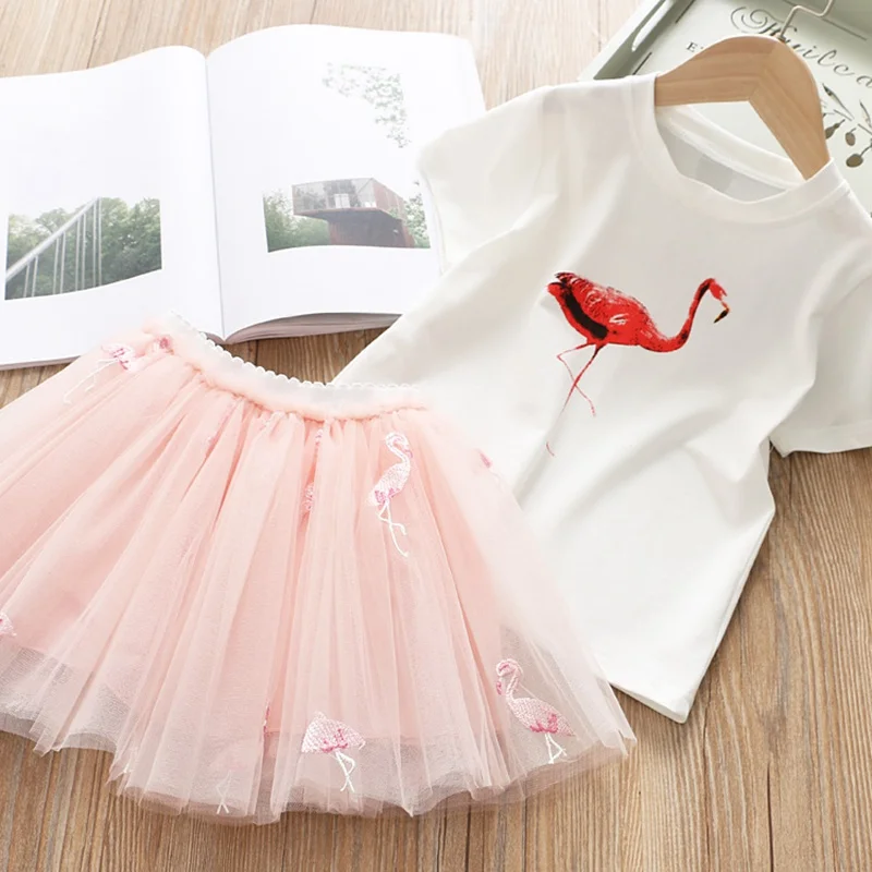 Unicorn Meiteņu Apģērbu Komplekti 2020. Gada Vasarā Meitenes Kleita Bling Star Princess Puse Kleita Flamingo Top + Tutu Kleitu Bērnu Drēbes Meitenei