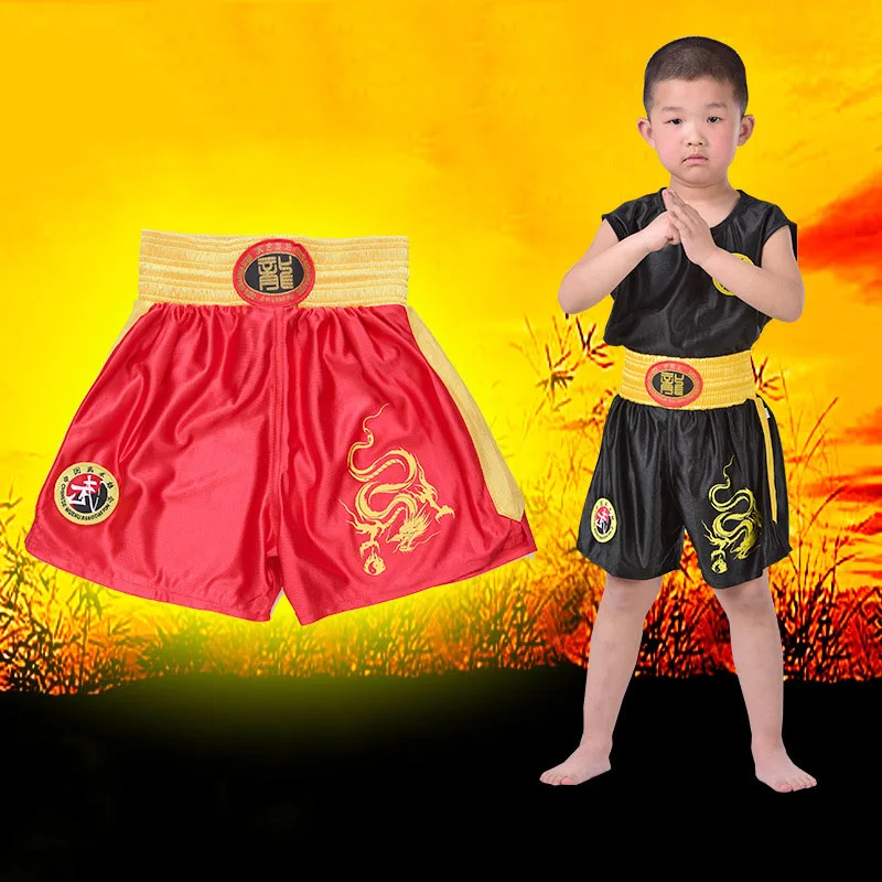 Unisex Boksa Vienotu Sanda Uzvalks Kongfu Vienotu Bruce Lee Ušu Apģērbu Cīņas Mākslas Performance Kostīms, Bērnu, Pieaugušo